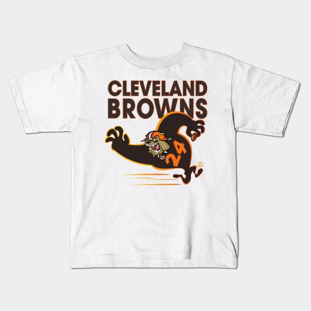 Cleveland Browns BullDawg Whoosh 24 Kids T-Shirt by Goin Ape Studios